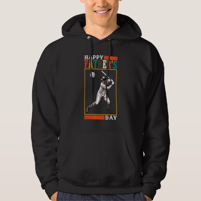 Mens Baseball Player Happy Father s Day Hoodie (Framsida)
