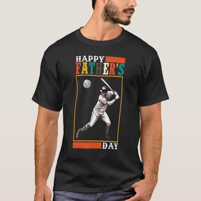 Mens Baseball Player Happy Father s Day T Shirt (Framsida)