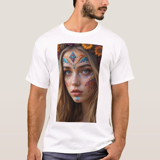 Men's basic t-shirt with a beautiful bohemian girl (Framsida)