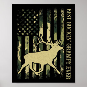 Mens Bästa Buckin' Grampy Någonsin Kamouflage Amer Poster