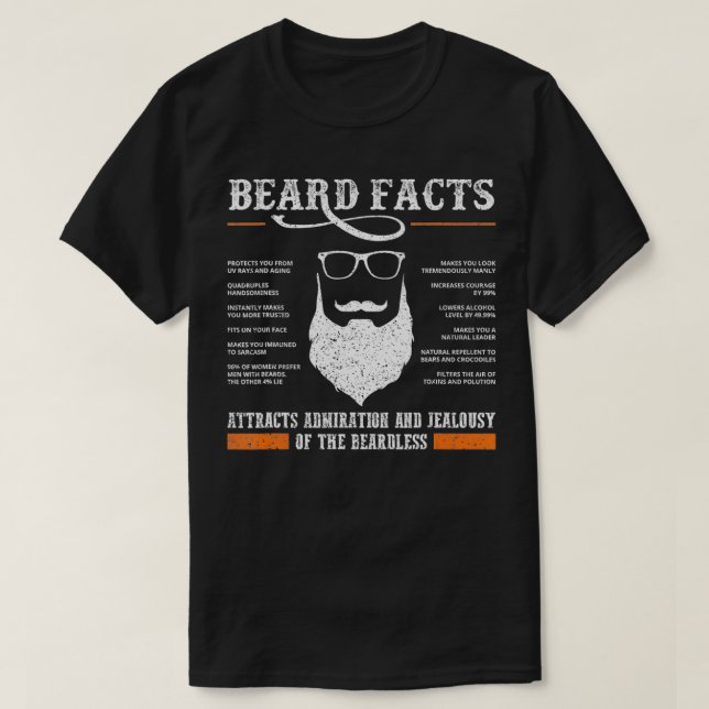 Mens Beard Facts  Funny Barber Bearded Mustache Ma T Shirt (Design framsida)