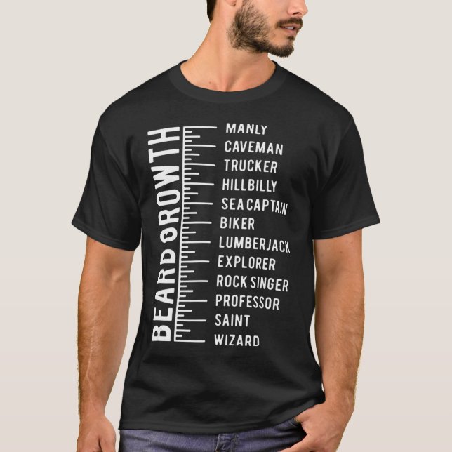 Men's Beard Growth Chart Measurement Bearded crisp T Shirt (Framsida)