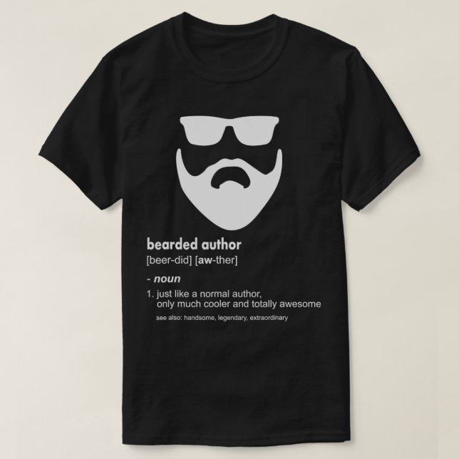 Mens Bearded Author  Funny Beard Writing Writer Gi T Shirt (Design framsida)