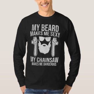 Mens Bearded lumberjack chainsaw woodworking T Shirt