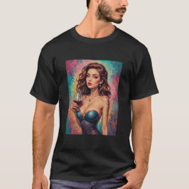 Mens Beautiful Graphic Image of Wine & Women T Shirt