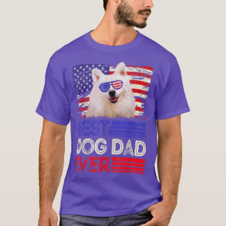 Mens Best American Eskimo Dad Ever American Flag P T Shirt