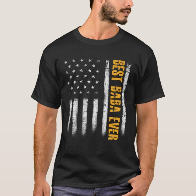Mens Best Baba Ever American Flag Family Father s  T Shirt (Framsida)