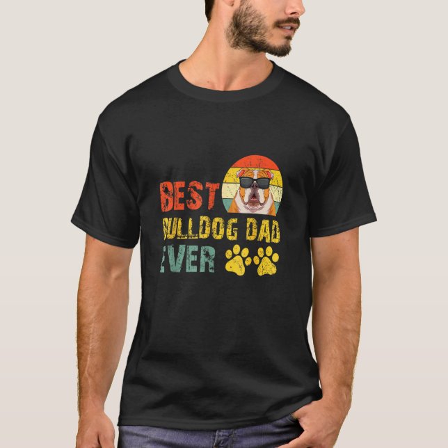 Mens Best Bulldog Dad Ever English Dog Owner Vinta T Shirt (Framsida)