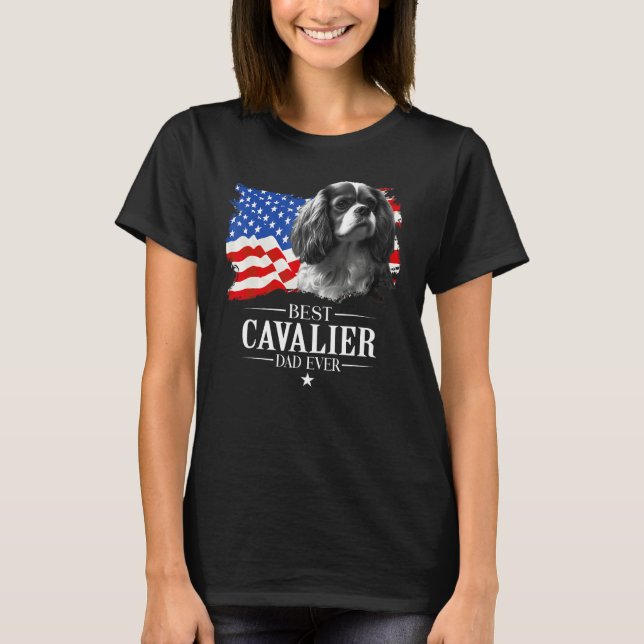 Mens Best Cavalier king Dad Ever American Flag Fat T Shirt (Framsida)
