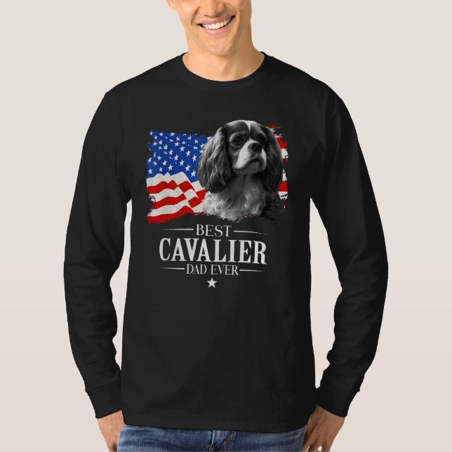 Mens Best Cavalier king Dad Ever American Flag Fat T Shirt (Framsida)
