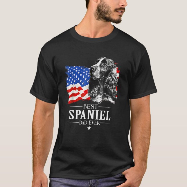Mens Best Cocker Spaniel Dad Ever American Flag Fa T Shirt (Framsida)