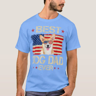 Mens Best Corgi Dad Ever USA Flag Father's Day T Shirt