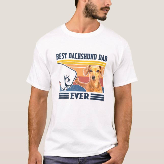 Mens Best Dachshund Dad Ever Gift Funny Dog Lover T Shirt (Framsida)