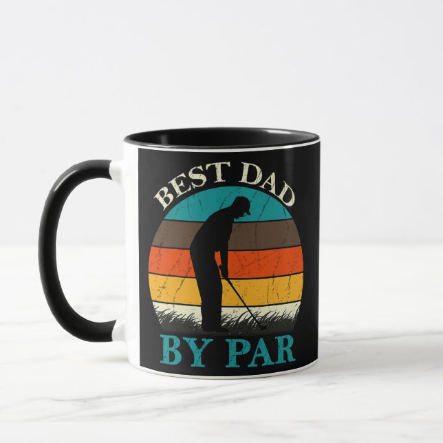 Mens Best Dad By Par Funny Golf Gift For Men Mugg (Vänster)
