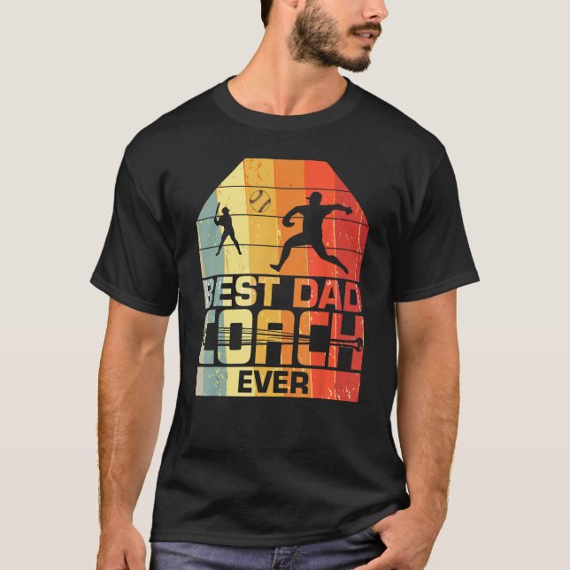 Mens Best Dad Coach Ever  Baseball  Father s day T Shirt (Framsida)