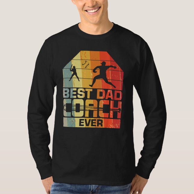 Mens Best Dad Coach Ever  Baseball  Father s day T Shirt (Framsida)