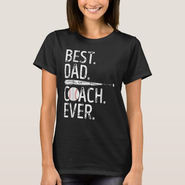 Mens Best Dad Coach Ever Baseball Patriotic For Fa T Shirt (Framsida)