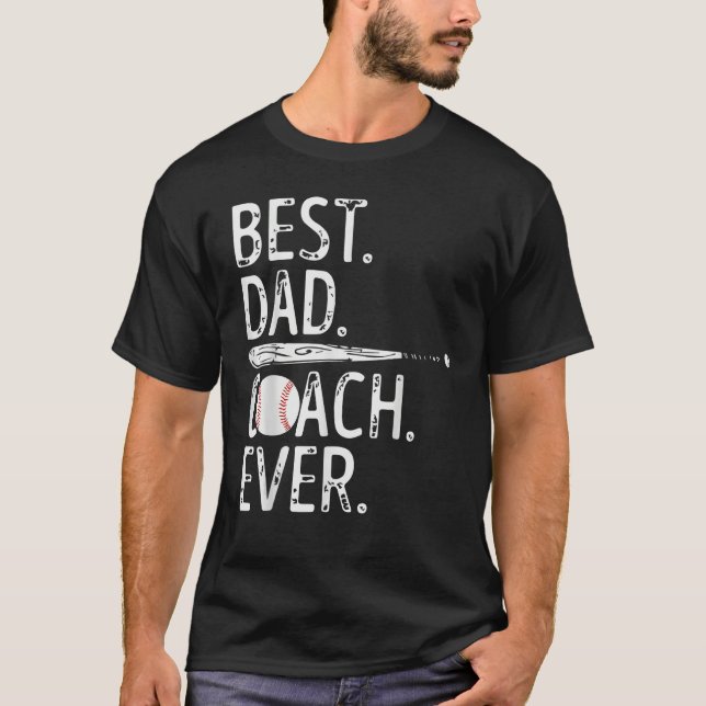 Mens Best Dad Coach Ever Baseball Patriotic For Fa T Shirt (Framsida)