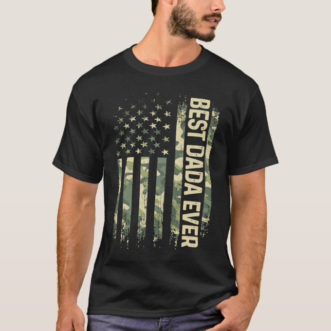 Mens Best Dada Ever Camo American Flag Father's Da T Shirt (Framsida)