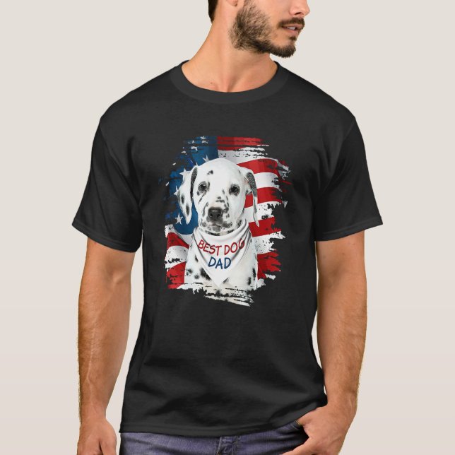 Mens Best Dalmatian Dad Ever American Flag Dog Fat T Shirt (Framsida)