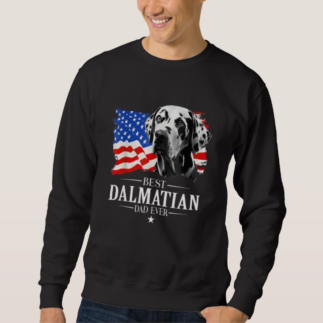Mens Best Dalmatian Dad Ever American Flag Father  Lång Ärmad Tröja (Framsida)