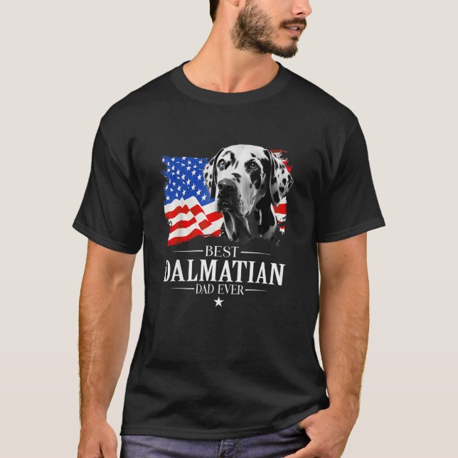 Mens Best Dalmatian Dad Ever American Flag Father  T Shirt (Framsida)