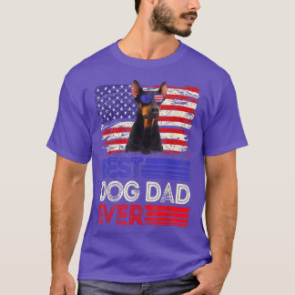 Mens Best Doberman Dad Ever American Flag Patrioti T Shirt