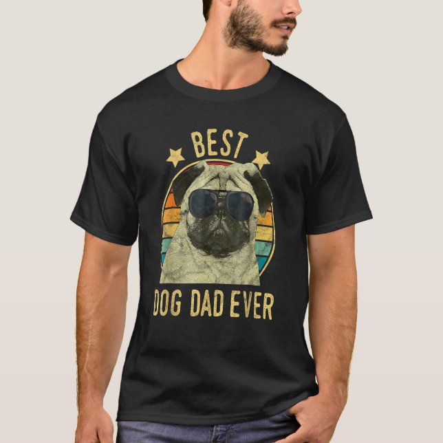 Mens Best Dog Dad Ever Pug Fathers Day T Shirt (Framsida)
