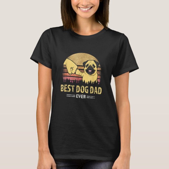 Mens Best Dog Dad Ever Pug Retro Design Proud Vint T Shirt (Framsida)