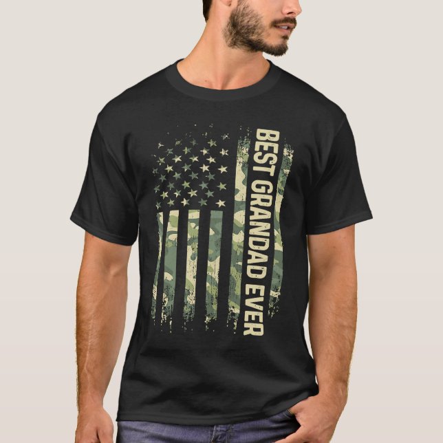 Mens Best Grandad Ever Camo American Flag Father's T Shirt (Framsida)