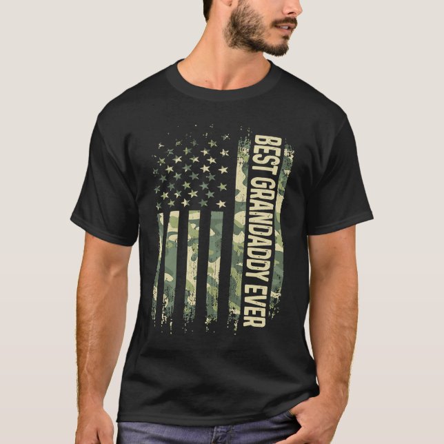 Mens Best Grandaddy Ever Camo American Flag Father T Shirt (Framsida)