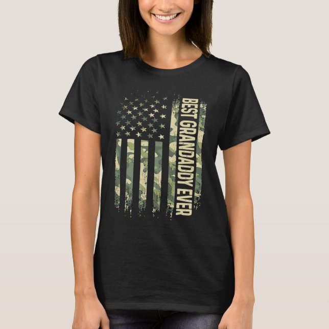 Mens Best Grandaddy Ever Camo American Flag Father T Shirt (Framsida)