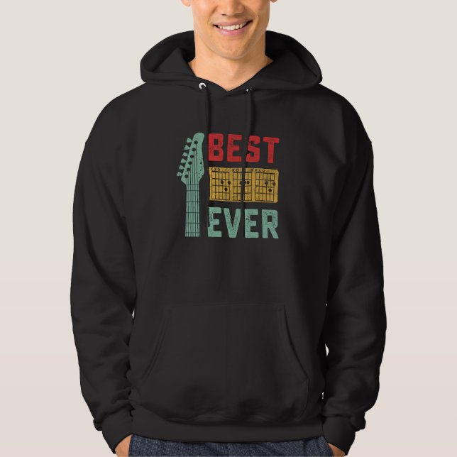 Mens Best Guitar Dad Ever Chords Guitarist Music F Hoodie (Framsida)