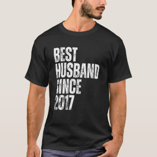 Mens Best Husband Since 2017 Vintage Wedding Anniv T Shirt