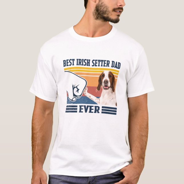 Mens Best IRISH RED AND WHITE SETTER Dad Ever Funn T Shirt (Framsida)