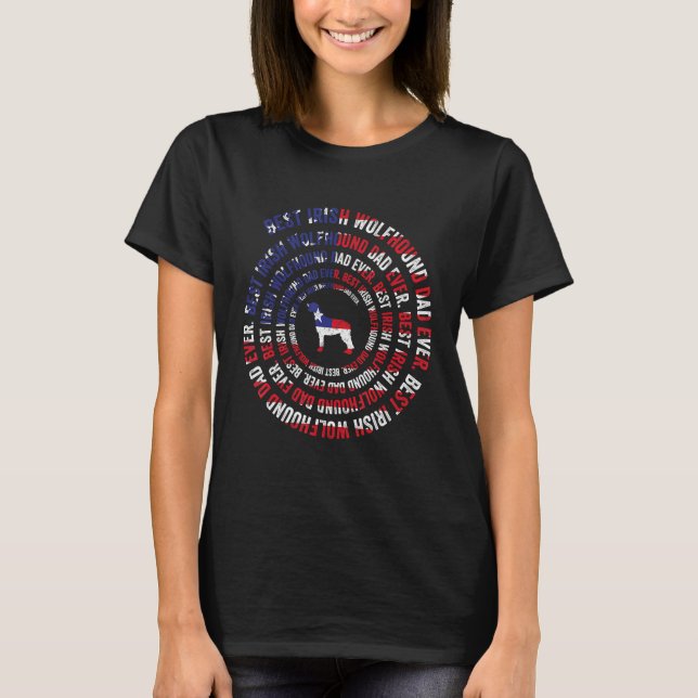 Mens Best Irish Wolfhound Dad Ever American Flag D T Shirt (Framsida)