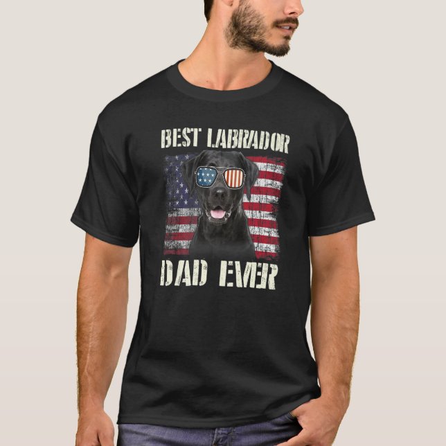 Mens Best Labrador Sunglasses Dad Ever American Fl T Shirt (Framsida)