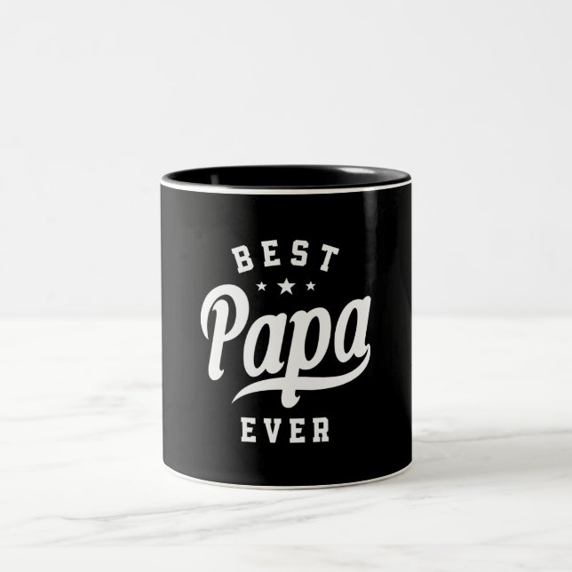 Mens Best Papa Ever - Funny Fathers Day Två-Tonad Mugg (Center)