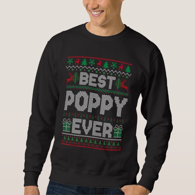 Mens Best Poppy Ever Christmas Pajamas Matching Ug Lång Ärmad Tröja (Framsida)