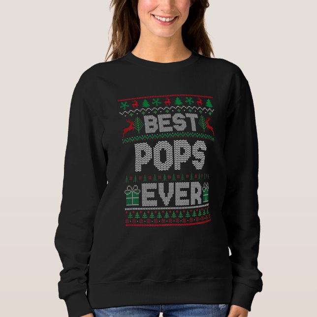 Mens Best Pops Ever Christmas Pajamas Matching Ugl T Shirt (Framsida)