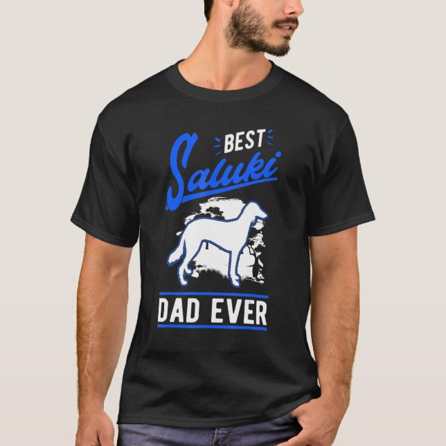 Mens Best Saluki Dad Ever Long haired Greyhound Da T Shirt (Framsida)