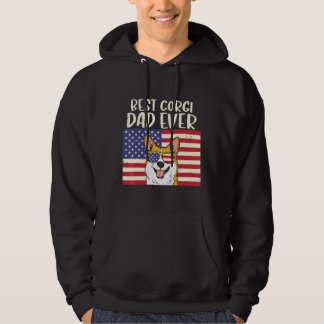 Mens Best Welsh Corgi Dad Ever Us Flag Patriotic P Hoodie