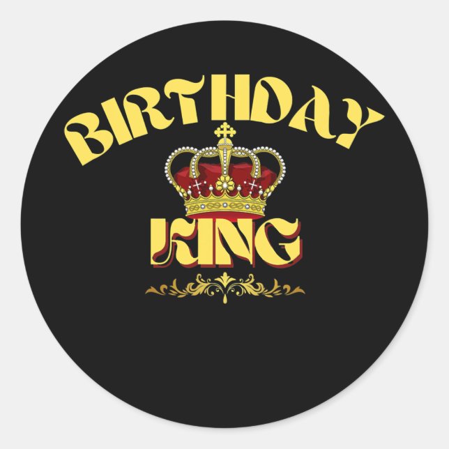Mens BIRTHDAY KING Crown  Runt Klistermärke (Framsida)