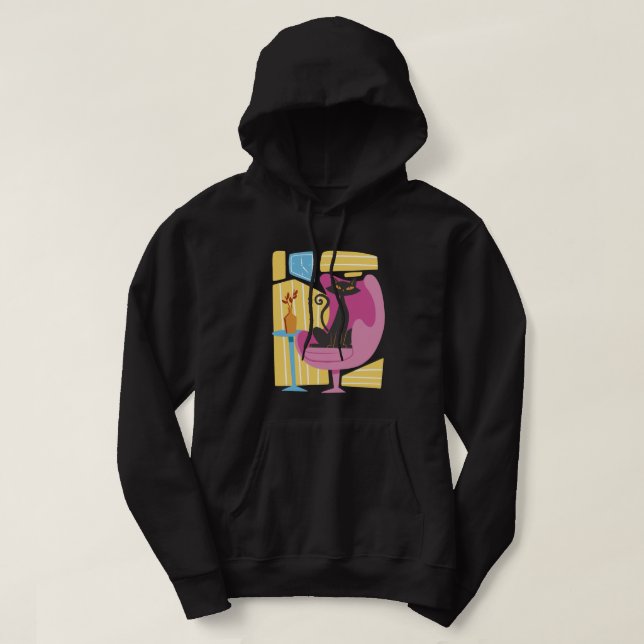 Men's Black Cat Abstract  Hoodie (Design framsida)