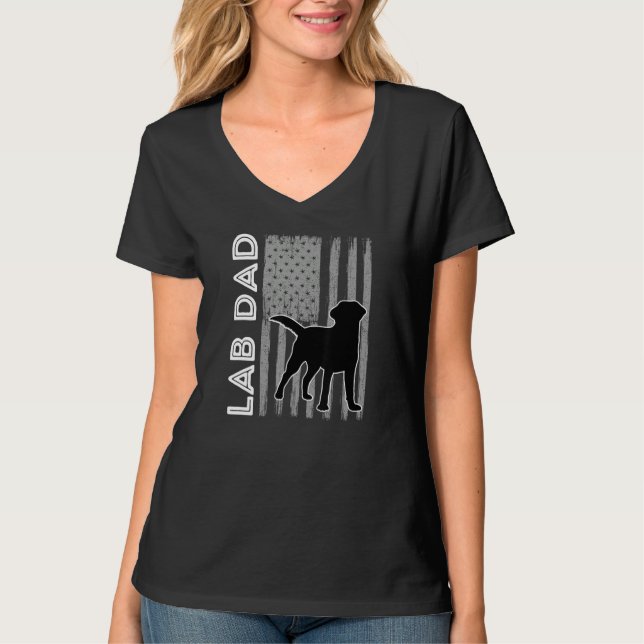 Mens Black Lab Dad 4th of July Labrador Retriever T Shirt (Framsida)