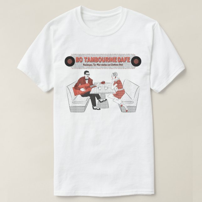 Mens BO TAMBOURiNE CAFE T Shirt (Design framsida)
