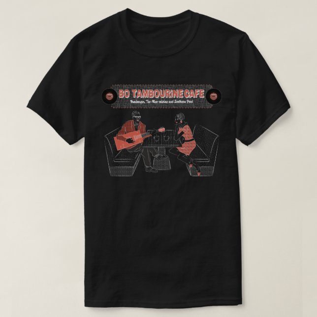 Mens BO TAMBOURiNE CAFE T Shirt (Design framsida)