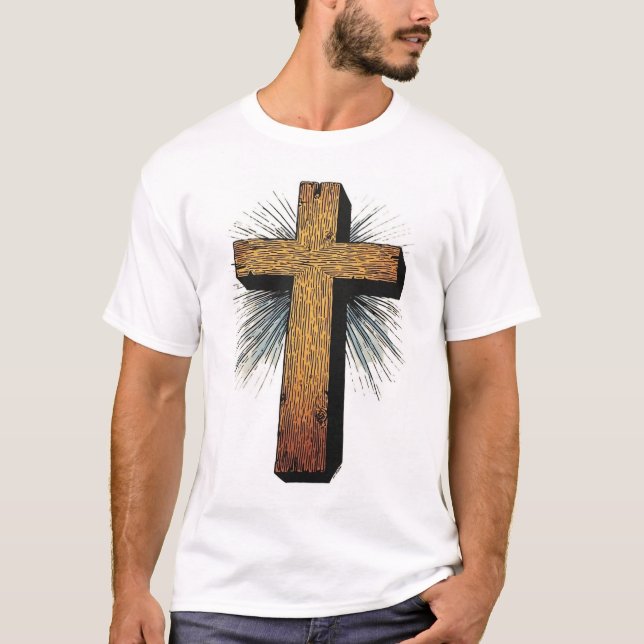 Men's Bold Christian Cross Tee Shirt (Framsida)