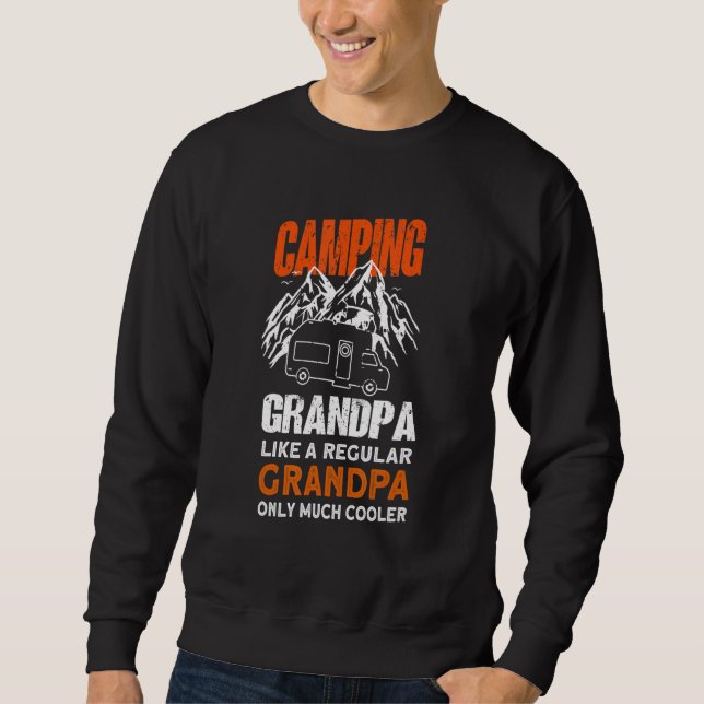 Mens Camping Grandpa - Camper Caravan Funny Campin Lång Ärmad Tröja (Framsida)