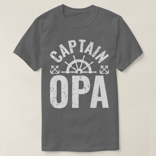 Mens Captain Opa Boat Owner Lake Boating Father's  T Shirt (Design framsida)